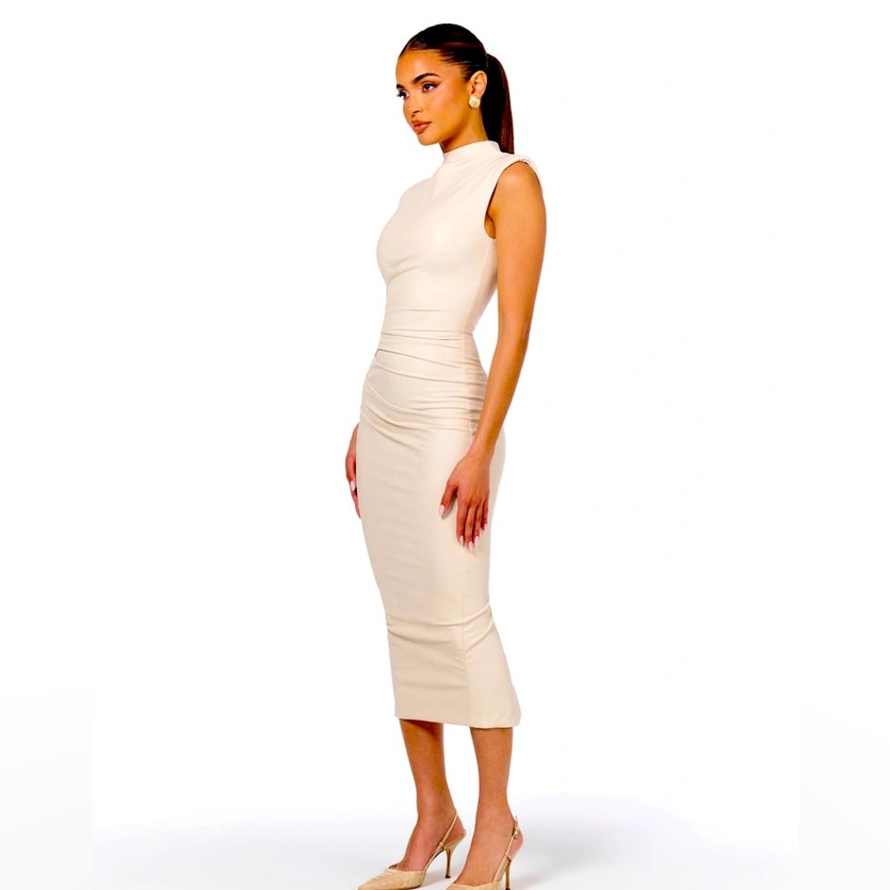 Vegan leather midi dress